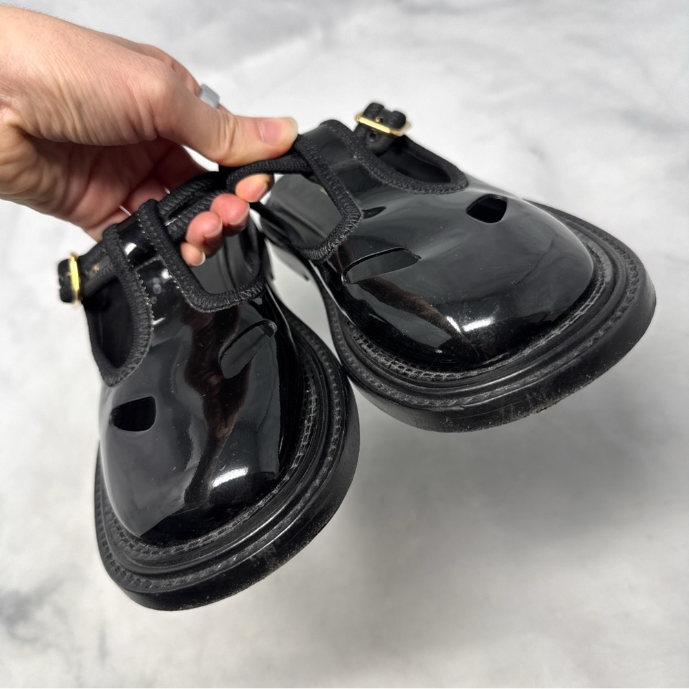 Burberry Alannis T-Bar Mary Jane Patent Leather Slide Mule Clog Shoes Black 36 - Picture 5 of 14